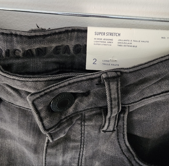 American Eagle Hi-Rise Jegging Grey Super Stretch 2 Long - Picture 2 of 4